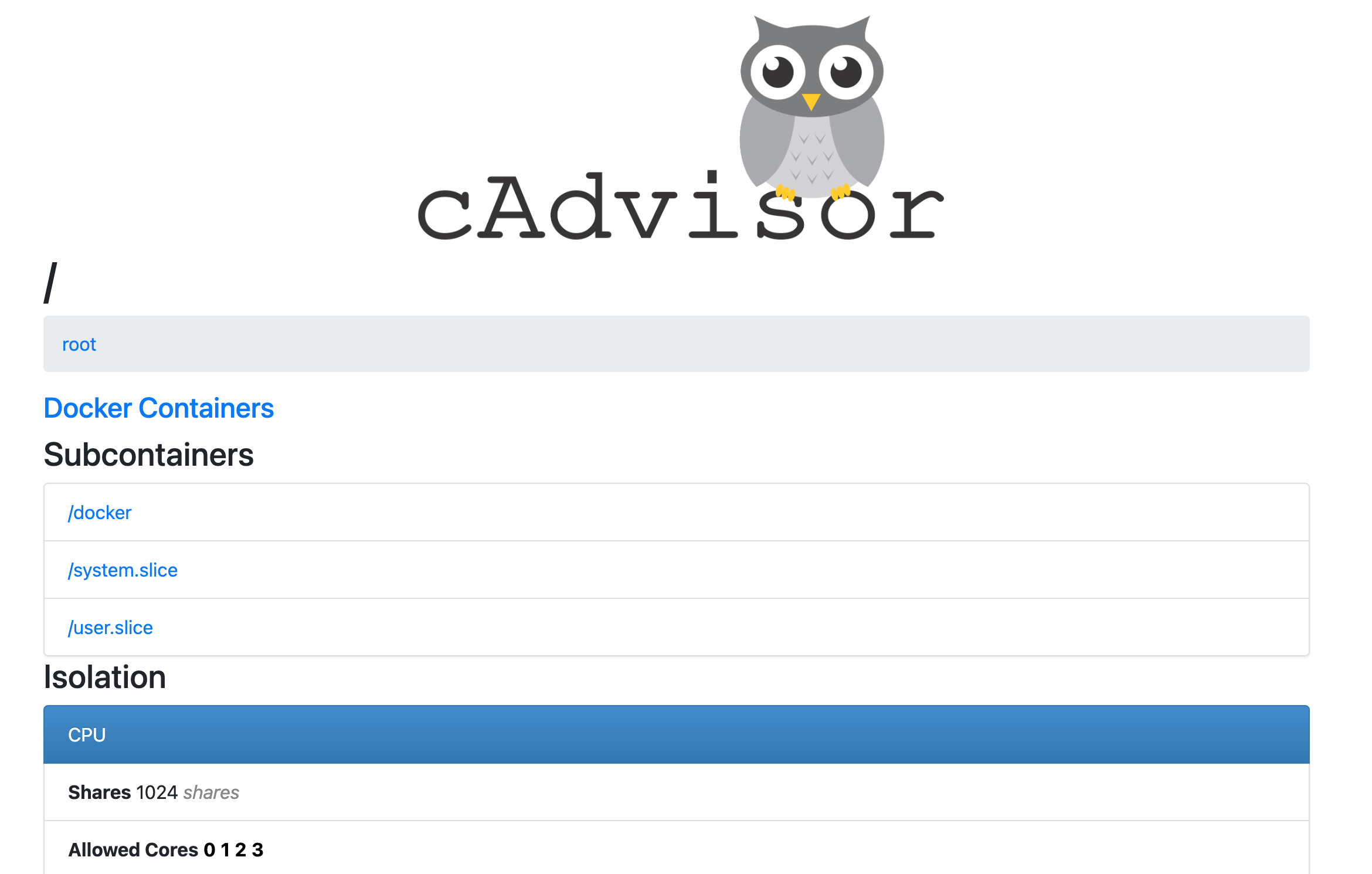 cAdvisor首页